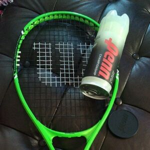 Wilson Vibrant Green Tennis Racket with Penn Balls